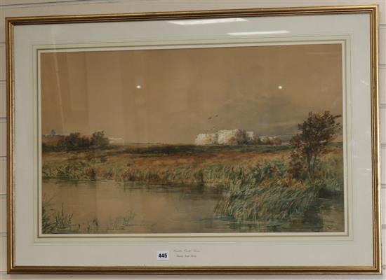 Thomas Bush Hardy, watercolour, Camber Castle, Sussex, signed and titled, 46 x 78cm